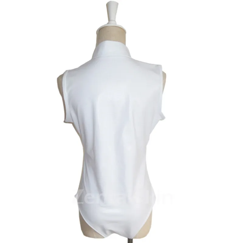 Second Skin Solid Color Women Simple Fashion Bodysuit Wet Look Leotard Shiny Metallic Bodysuit