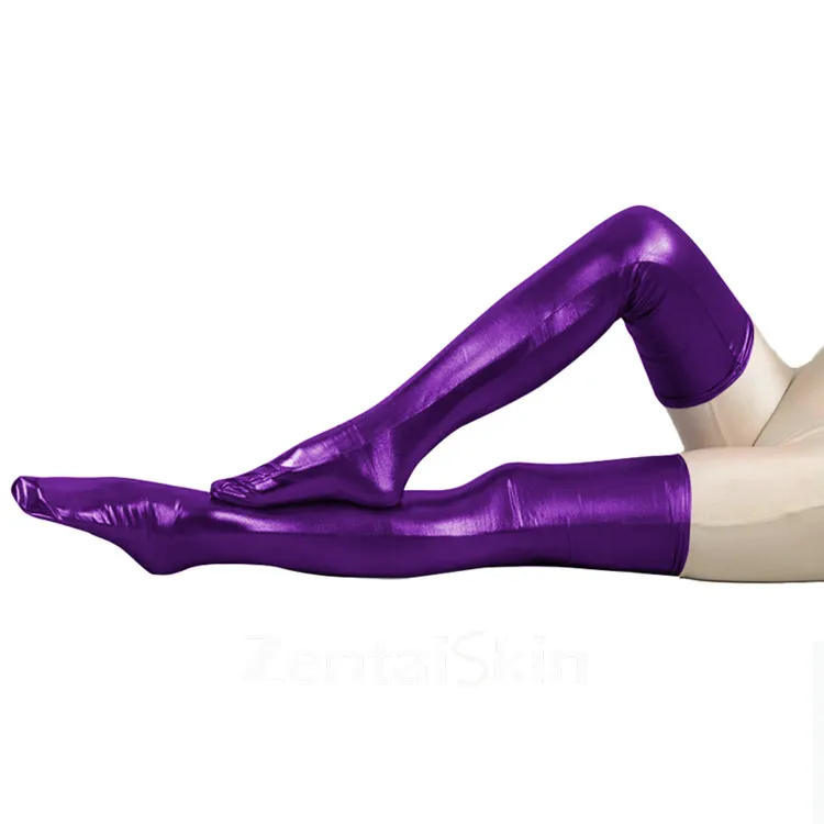 Second Skin Solid Color Spandex Stocking Wet Look Shiny Metallic Stocking
