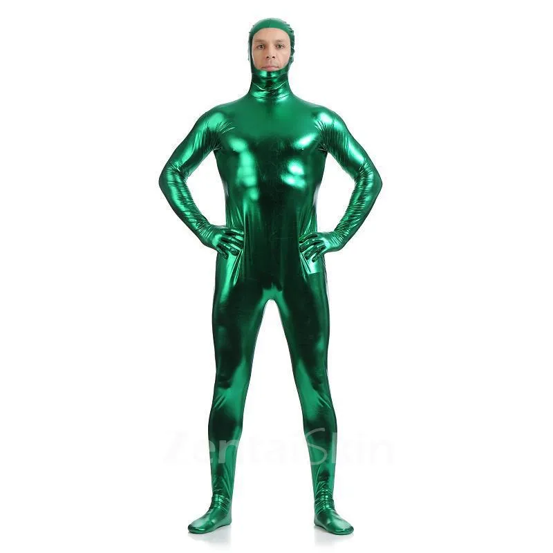 Second Skin Full Body Tights Stretch Wet Look Zentai Shiny Metallic Catsuit