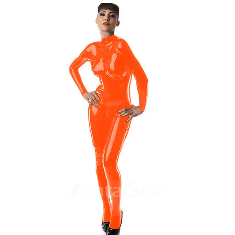 Women Skinsuit Wetlook Unitard PVC Catsuit Zentai Second-skin Clothing Leotard Skinsuit Wetlook Unitard Bodysuit Long Sleeve Jumpsuit