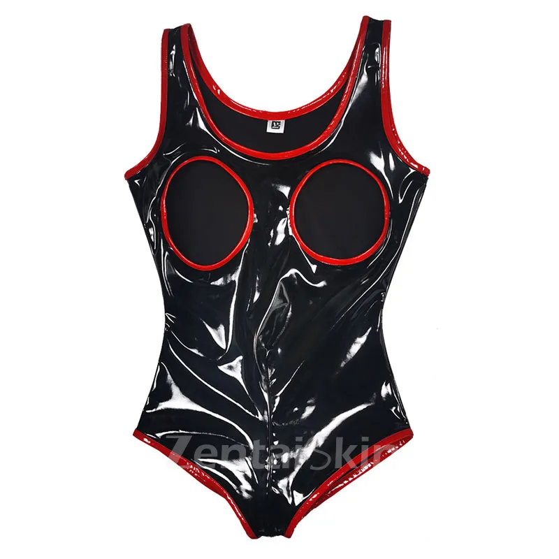 Second Skin Gothic Women Wetlook Leotard PVC Glossy Leather Wetlook Leotard Bodysuit