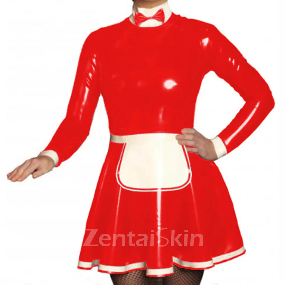 Second Skin High Collar Long Sleeve Gothic Lady Pleated Maid Dress