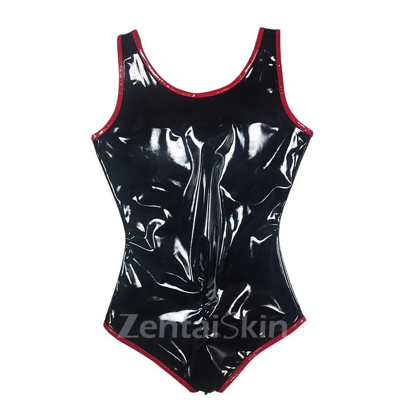 Second Skin Gothic Women Wetlook Leotard PVC Glossy Leather Wetlook Leotard Bodysuit