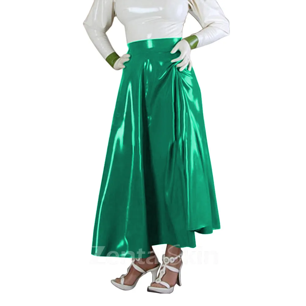 Second Skin Midi Long Skirt Gothic High Waist Knee Length Ball Gown Wetlook PVC Skirt