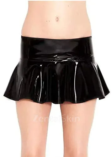 Second Skin Low Waist A-line Mini Skirt Lady Glossy Cheerleader Skirt