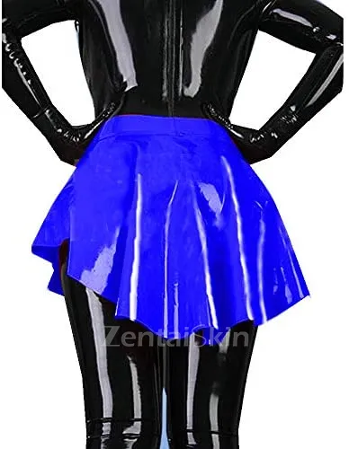 Second Skin Wetlook PVC Pleated Skirt Gothic Asymmetric Swallowtail Skirt