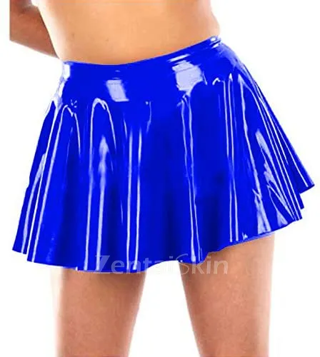 Second Skin Candy Color High Waist Mini Skirt Lady Wetlook PVC Pleated Skirt