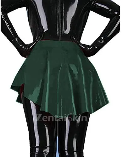 Second Skin Wetlook PVC Pleated Skirt Gothic Asymmetric Swallowtail Skirt