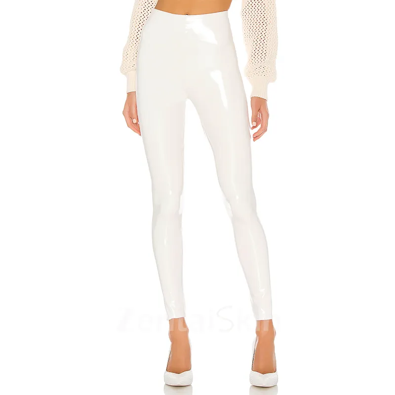 Second Skin Women Wet Look Shiny Wetlook PVC Slim Leggings Stretchy High Waist Bodycon Pants
