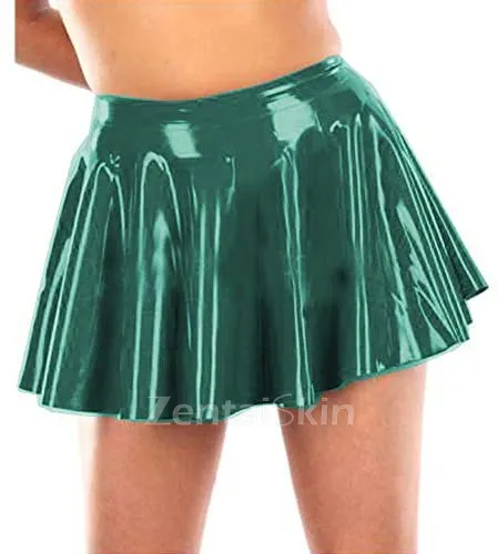 Second Skin Candy Color High Waist Mini Skirt Lady Wetlook PVC Pleated Skirt