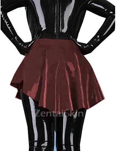 Second Skin Wetlook PVC Pleated Skirt Gothic Asymmetric Swallowtail Skirt