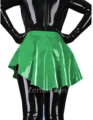 Second Skin Wetlook PVC Pleated Skirt Gothic Asymmetric Swallowtail Skirt