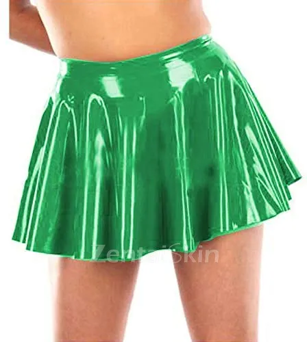 Second Skin Candy Color High Waist Mini Skirt Lady Wetlook PVC Pleated Skirt