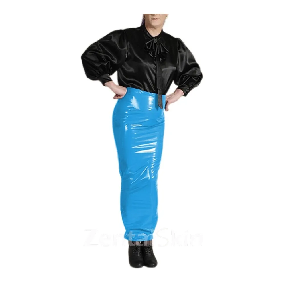 Second Skin Wetlook PVC Look Hobble Skirt Fetish Women High Waist Long Seamless Bodycon Pencil Skirt Maxi Skirt