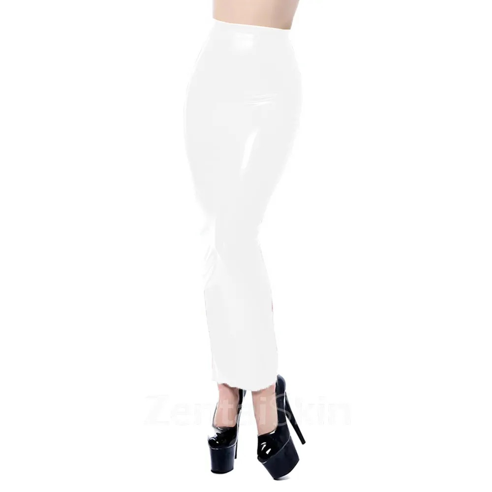 Second Skin Wetlook PVC Leather Bodycon Pencil Skirt Women Zip High Waist Long Seamless Skirts Tight Wet Look Shiny Clothes
