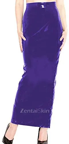 Second Skin Women Bodycon Wetlook PVC Skirt Gothic Club Pencil Split Long Skirt