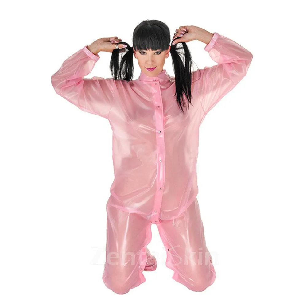 Adult Baby Catsuitsuit Clear Skinsuit Wetlook Unitard PVC Jumpsuit Long Causal One piece Jumpsuit Fetish Cross-dresser Mens Halloween Costume French Adult Fetish Cross-dresser Baby Suit Zentai Second-skin Costume