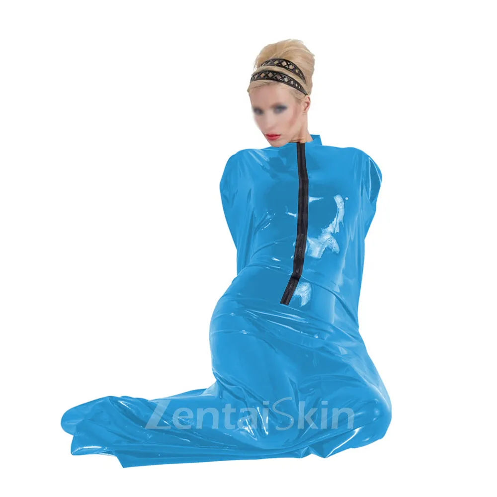 Women\'s Skinsuit Wetlook Unitard PVC Bondage Catsuitsuit bag Shinysleeping bag Zentai Mummy Clothes Front Zipper Halloween Cosplay Costumes Second Skin Costume