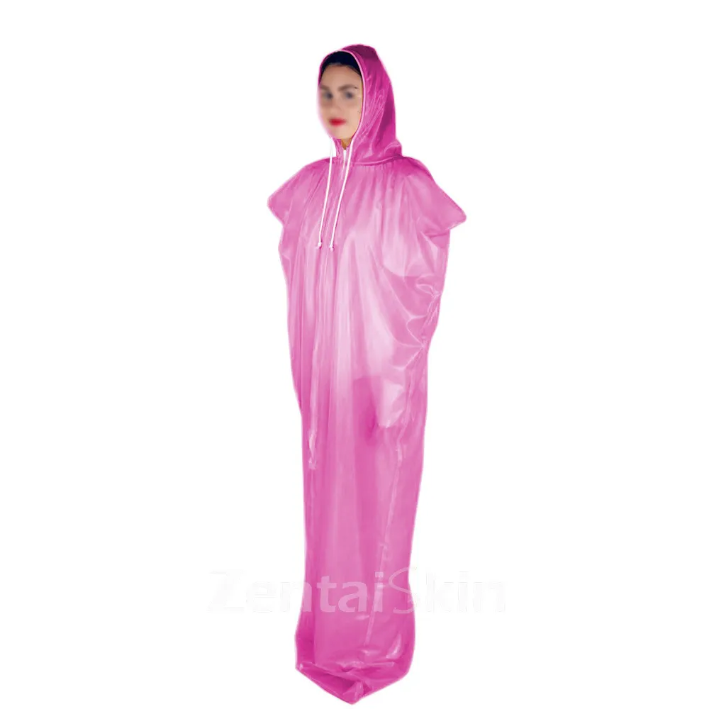Fetish Plastic Adults Bondage Body Suit Zentai Second-skin Full Body Transparent Skinsuit Wetlook Unitard PVC Mummy bag Stage Props Unisex Sheer Catsuit with Hood Open Face Zentai Second-skin Costume