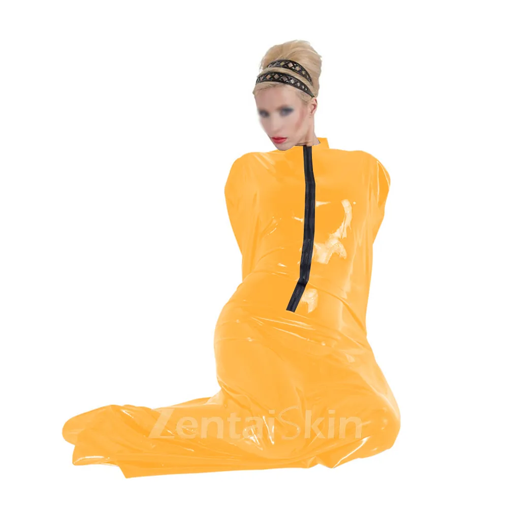 Women\'s Skinsuit Wetlook Unitard PVC Bondage Catsuitsuit bag Shinysleeping bag Zentai Mummy Clothes Front Zipper Halloween Cosplay Costumes Second Skin Costume