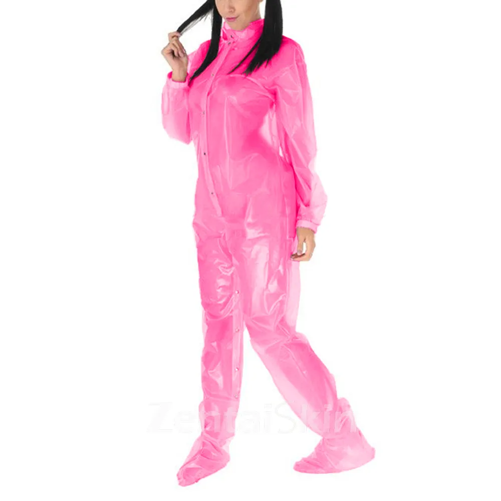 Adult Baby Catsuitsuit Clear Skinsuit Wetlook Unitard PVC Jumpsuit Long Causal One piece Jumpsuit Fetish Cross-dresser Mens Halloween Costume French Adult Fetish Cross-dresser Baby Suit Zentai Second-skin Costume