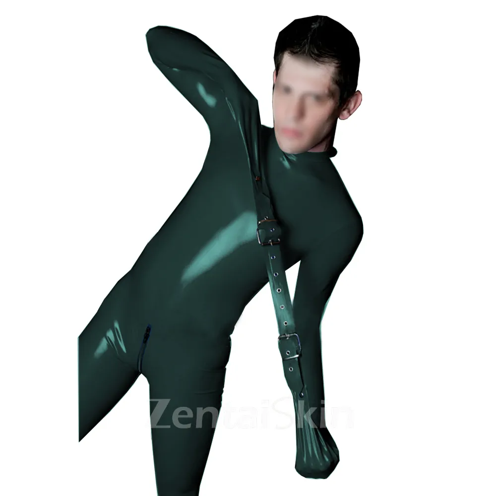 Men Bondage Clothes Skinsuit Wetlook Unitard PVC Adultgame Costume Zipper Crotch Skinsuit Wetlook Unitard Zentai Cosplay Full Catsuitsuit Unitard Jumpsuit Buckle Suit Second Skin Costume