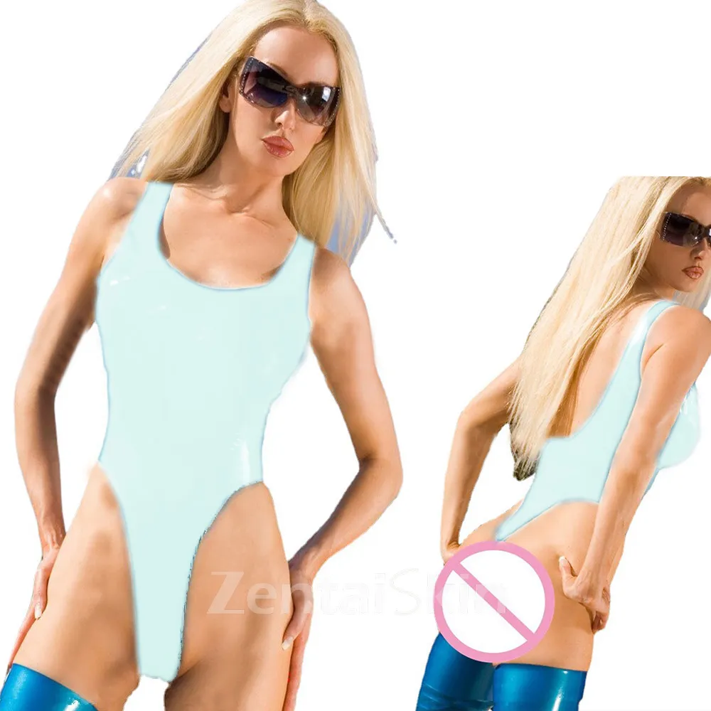 Hot Sleeveless Catsuit Skinsuit Wetlook Unitard PVC Catsuitsuit Open Crotch Jumpsuit Stretch Costumes Jumpsuit Catsuits Zentai Second-skin Costume