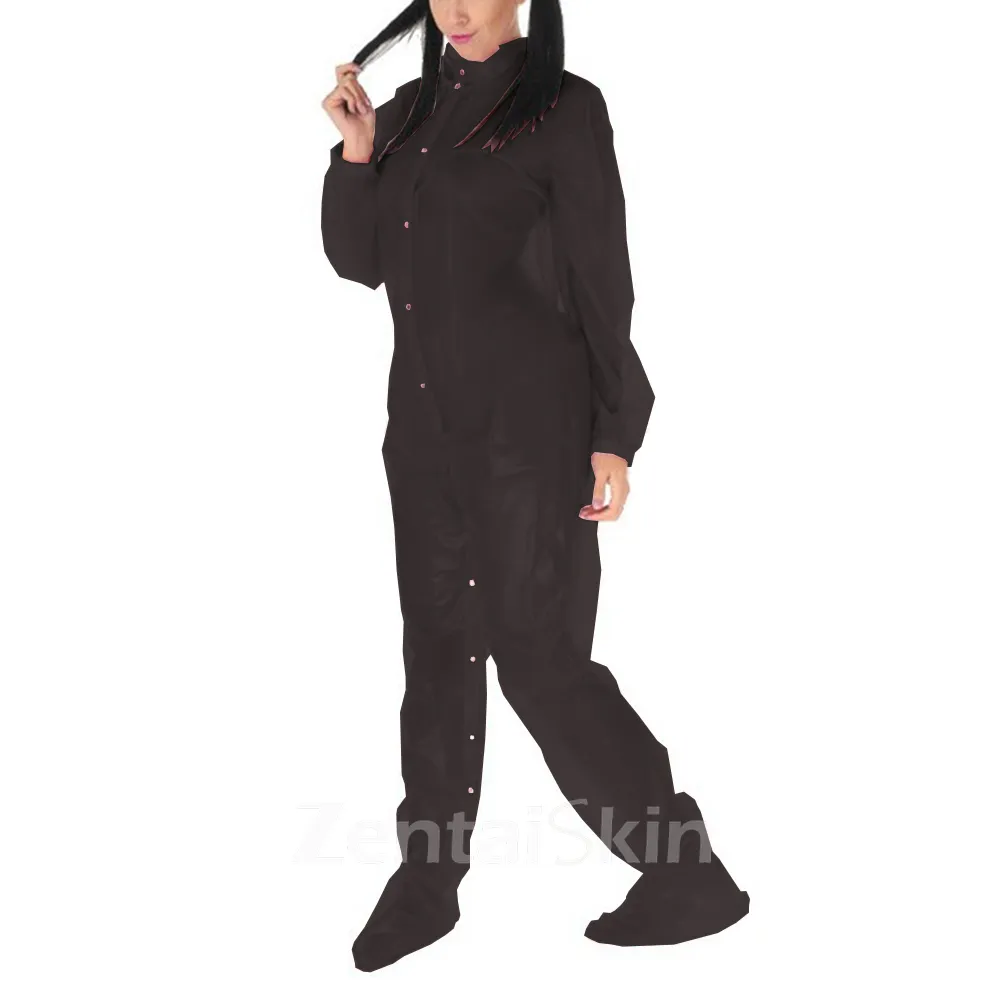 Adult Baby Catsuitsuit Clear Skinsuit Wetlook Unitard PVC Jumpsuit Long Causal One piece Jumpsuit Fetish Cross-dresser Mens Halloween Costume French Adult Fetish Cross-dresser Baby Suit Zentai Second-skin Costume