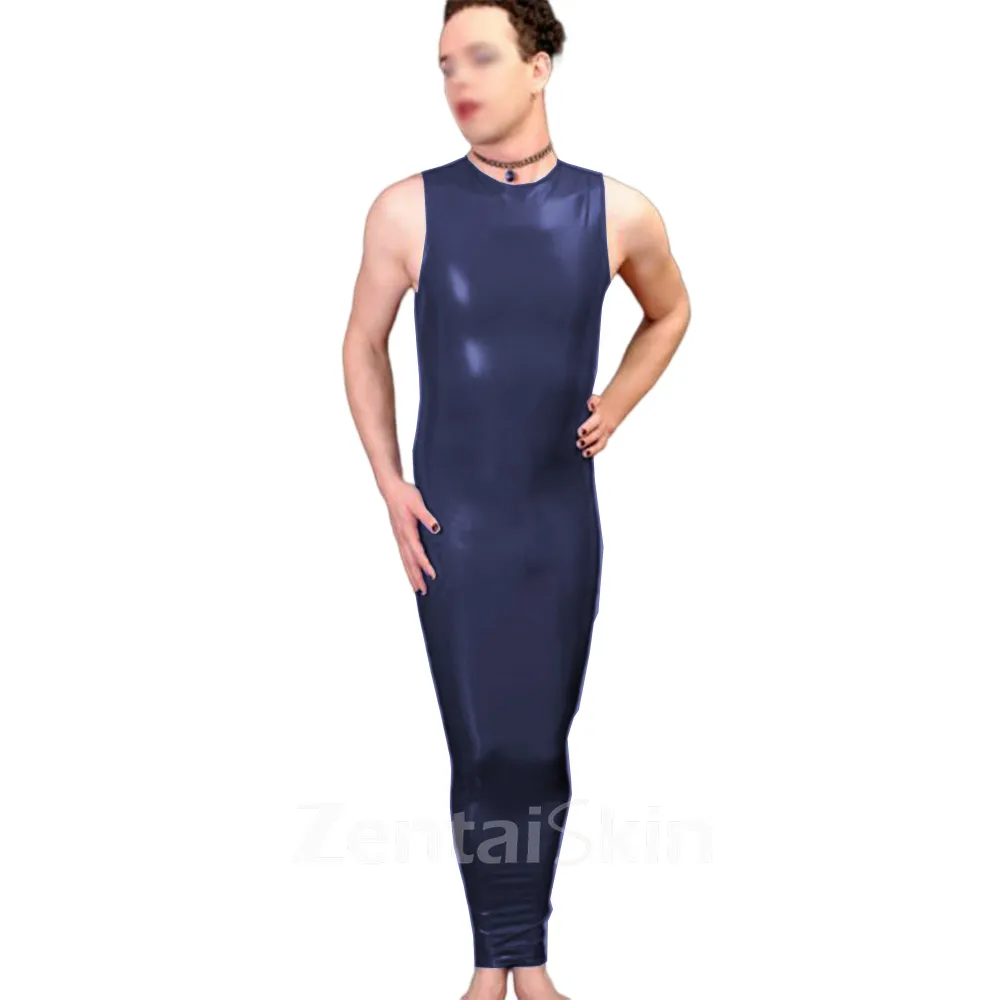 Skinsuit Wetlook Unitard PVC Bondage Hobble Dress Mens Fetish Cross-dresser Tank Bodycon Dress Two Way Zipper Ankle Length Party Clubfetish Vestido Zentai Second-skin Costume