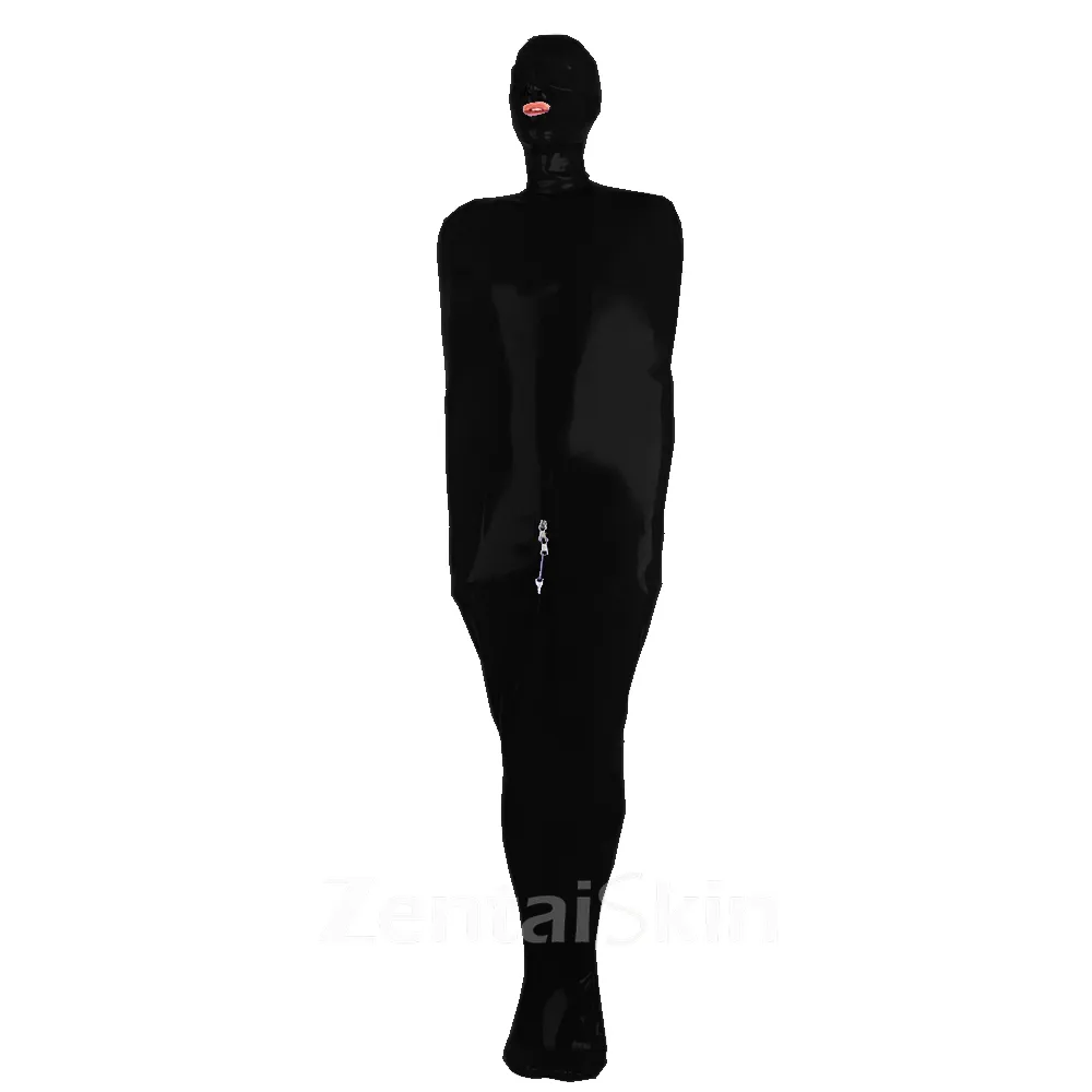 Clear Skinsuit Wetlook Unitard PVC Adults Bondage bag Adults Transparent Skinsuit Wetlook Unitard PVC Bdsm Sleeping Sack Open Head and Attached Front Zipper Fetish Suit Zentai Second-skin Costume