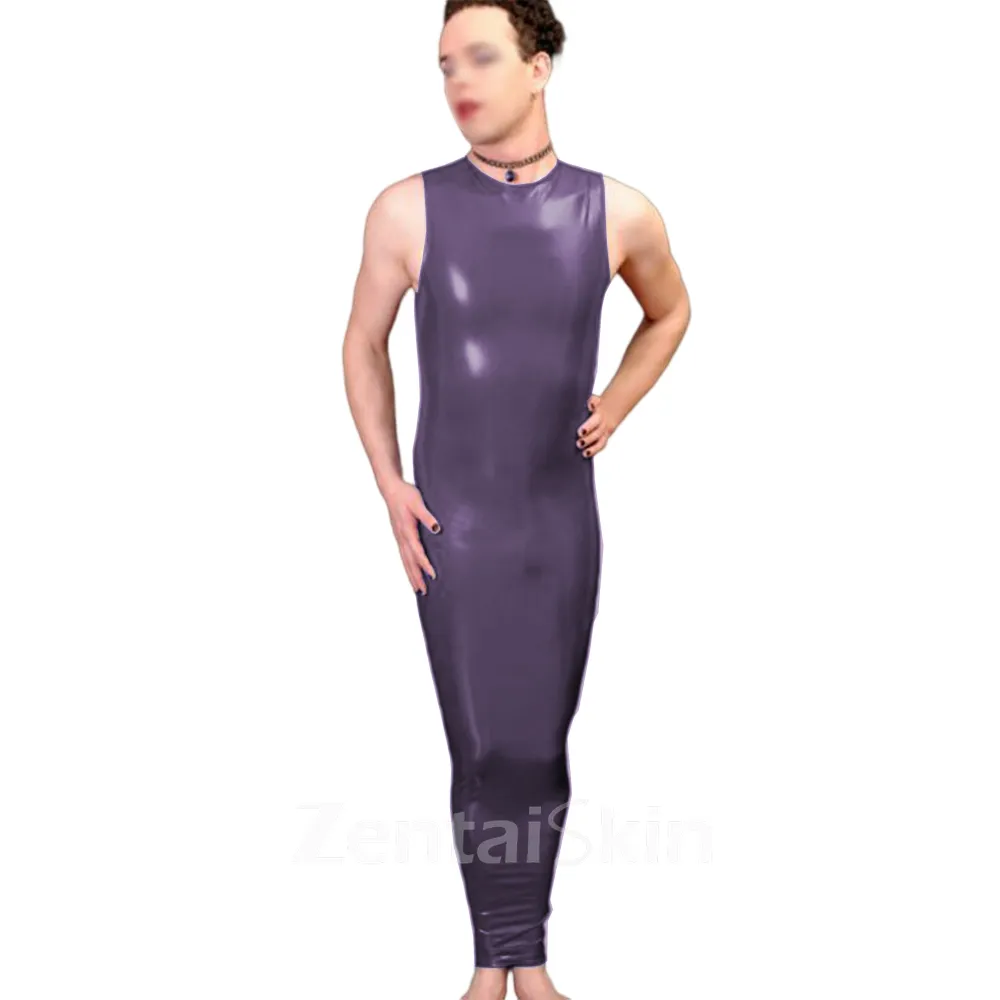 Skinsuit Wetlook Unitard PVC Bondage Hobble Dress Mens Fetish Cross-dresser Tank Bodycon Dress Two Way Zipper Ankle Length Party Clubfetish Vestido Zentai Second-skin Costume
