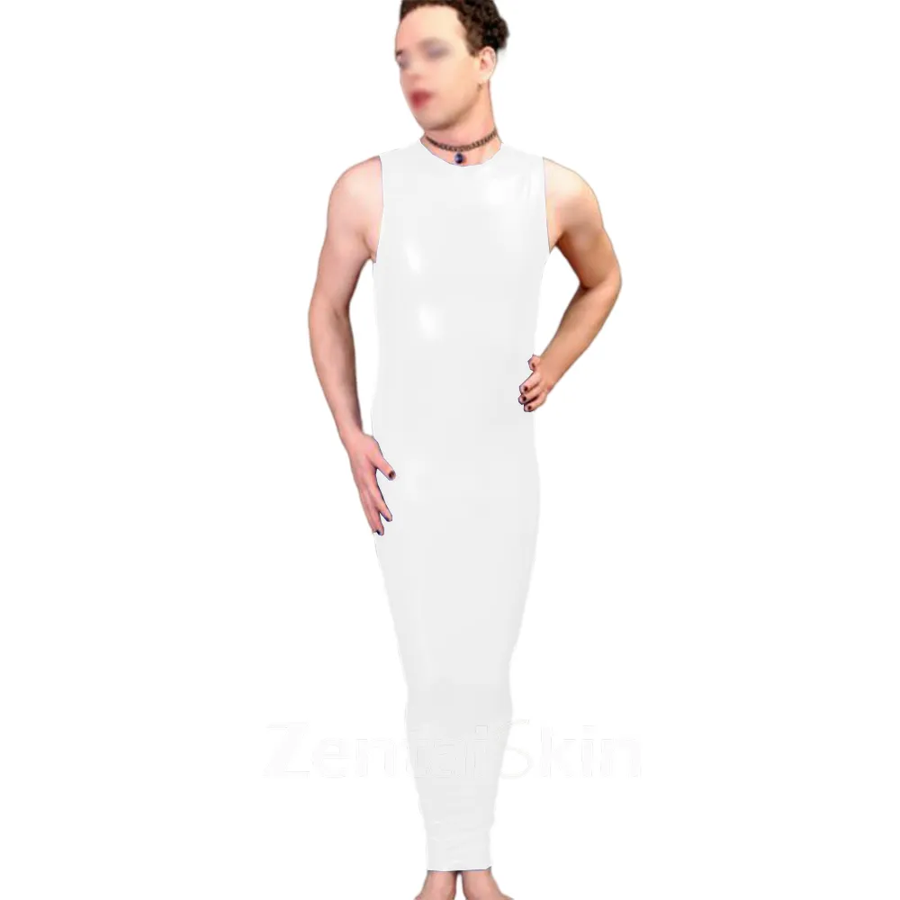 Skinsuit Wetlook Unitard PVC Bondage Hobble Dress Mens Fetish Cross-dresser Tank Bodycon Dress Two Way Zipper Ankle Length Party Clubfetish Vestido Zentai Second-skin Costume
