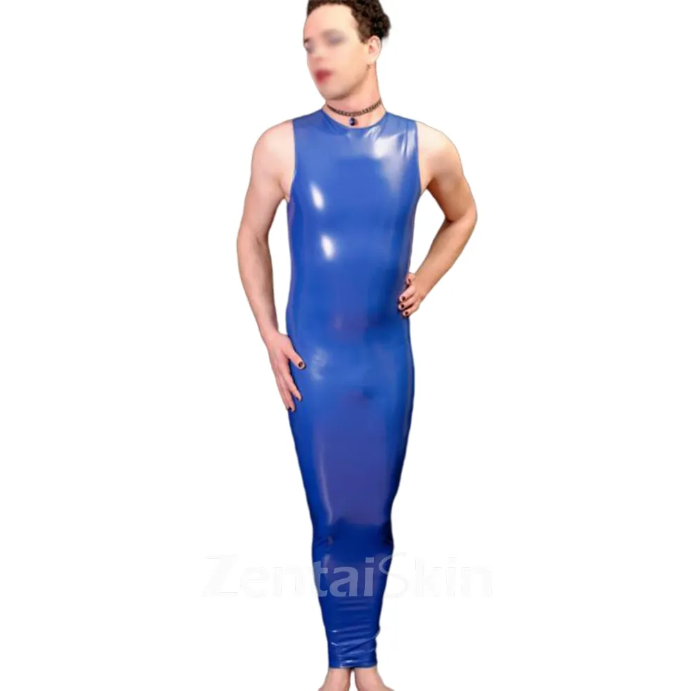 Skinsuit Wetlook Unitard PVC Bondage Hobble Dress Mens Fetish Cross-dresser Tank Bodycon Dress Two Way Zipper Ankle Length Party Clubfetish Vestido Zentai Second-skin Costume