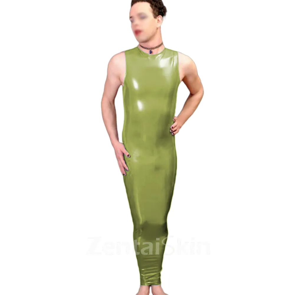 Skinsuit Wetlook Unitard PVC Bondage Hobble Dress Mens Fetish Cross-dresser Tank Bodycon Dress Two Way Zipper Ankle Length Party Clubfetish Vestido Zentai Second-skin Costume
