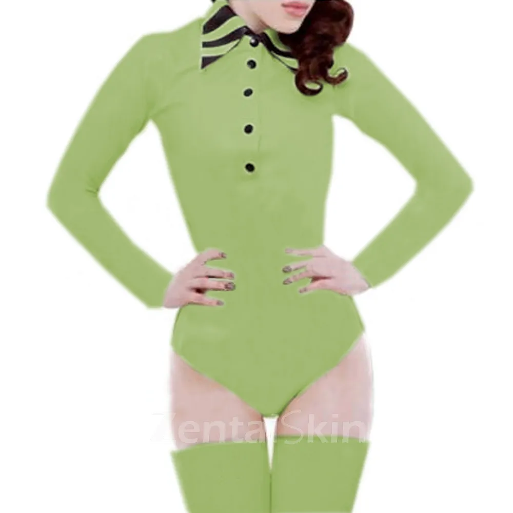 Skinsuit Wetlook Unitard PVC Office Work White Black Catsuitsuit Wet Look Gothiclong Sleeve OL Shirt Jumpsuit Buttons Body Blouse Suit Zentai Second-skin Costume