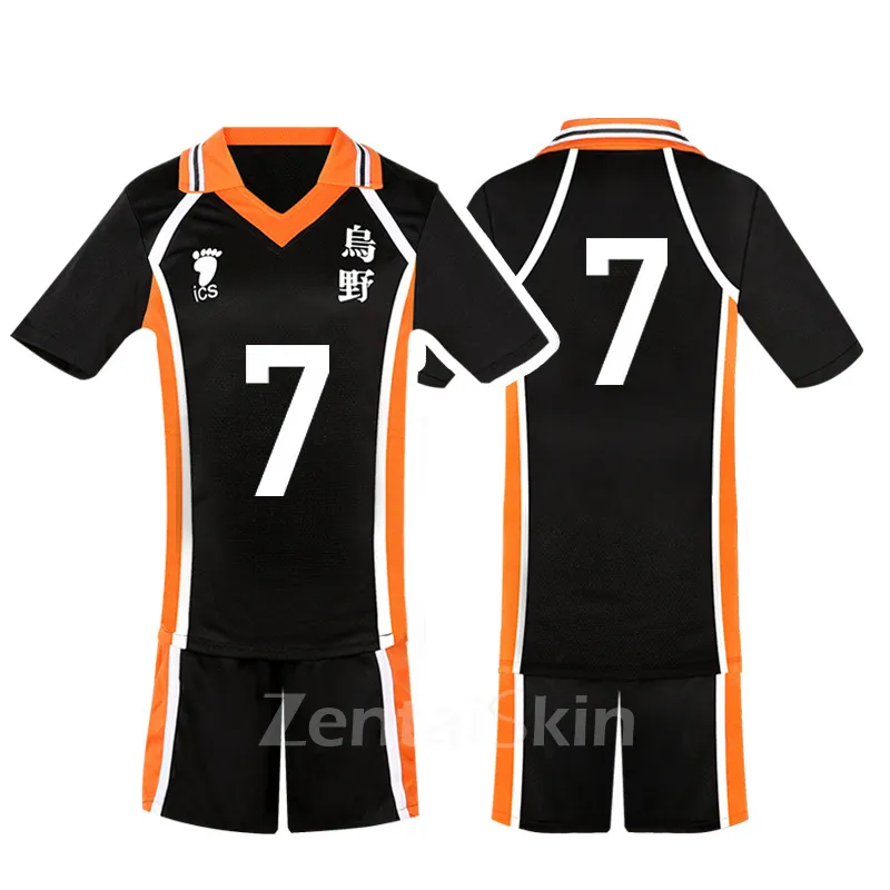 Zentai Second Skin Uno High School Volleyball Division Volleyball Junior Short Sleeves Tops Shorts Set Cartoon Anime Cos Ball Costume