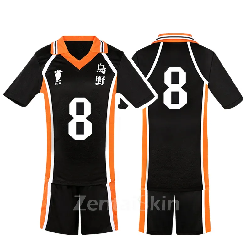 Zentai Second Skin Uno High School Volleyball Division Volleyball Junior Short Sleeves Tops Shorts Set Cartoon Anime Cos Ball Costume