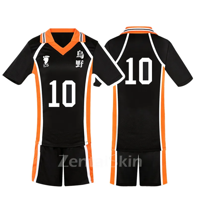 Zentai Second Skin Uno High School Volleyball Division Volleyball Junior Short Sleeves Tops Shorts Set Cartoon Anime Cos Ball Costume