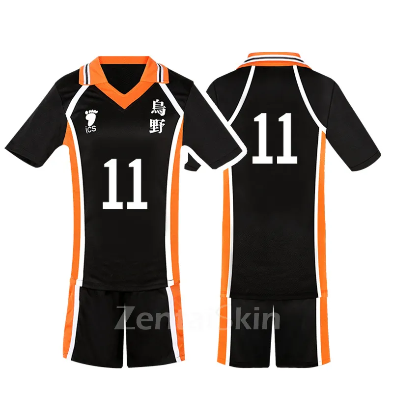Zentai Second Skin Uno High School Volleyball Division Volleyball Junior Short Sleeves Tops Shorts Set Cartoon Anime Cos Ball Costume