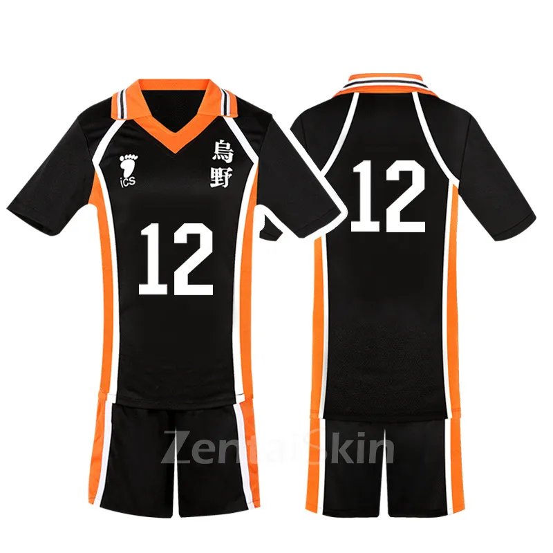 Zentai Second Skin Uno High School Volleyball Division Volleyball Junior Short Sleeves Tops Shorts Set Cartoon Anime Cos Ball Costume