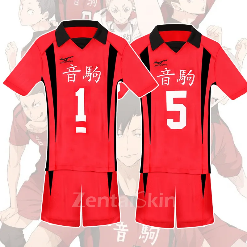Zentai Second Skin Uno High School Volleyball Division Volleyball Junior Short Sleeves Tops Shorts Set Cartoon Anime Cos Ball Costume