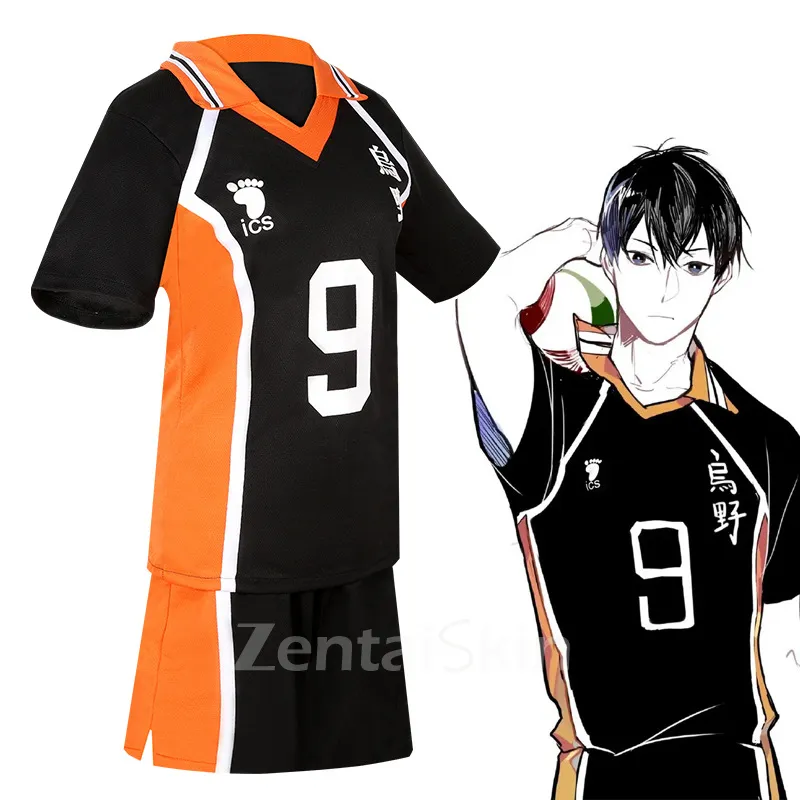 Zentai Second Skin Uno High School Volleyball Division Volleyball Junior Short Sleeves Tops Shorts Set Cartoon Anime Cos Ball Costume