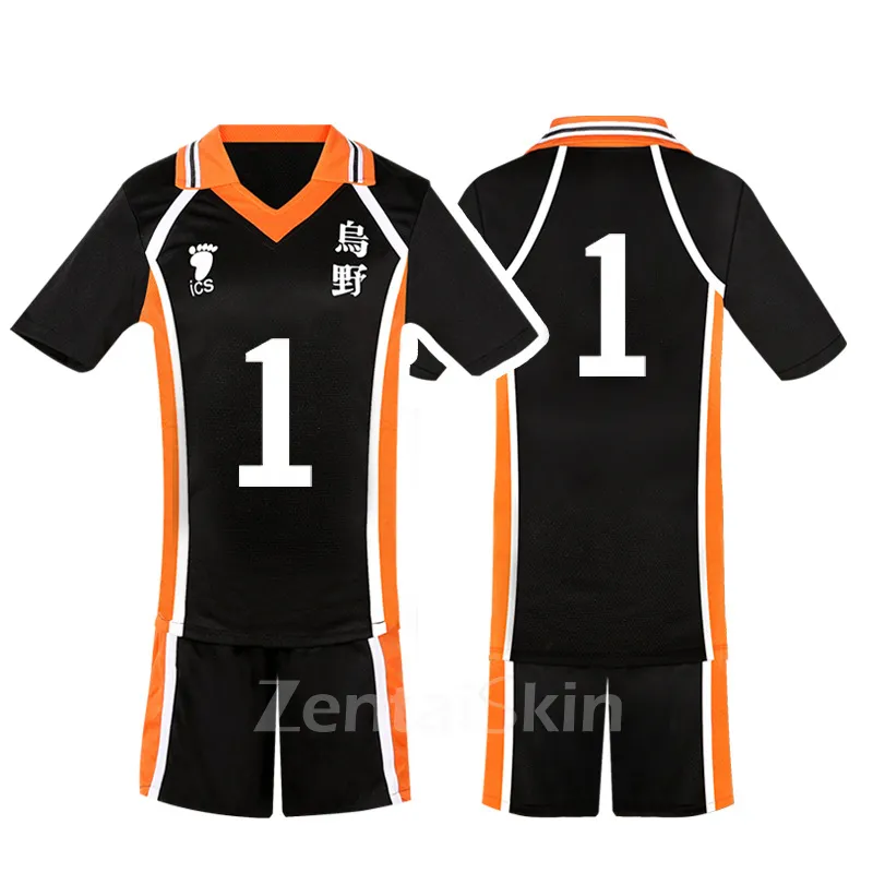 Zentai Second Skin Uno High School Volleyball Division Volleyball Junior Short Sleeves Tops Shorts Set Cartoon Anime Cos Ball Costume