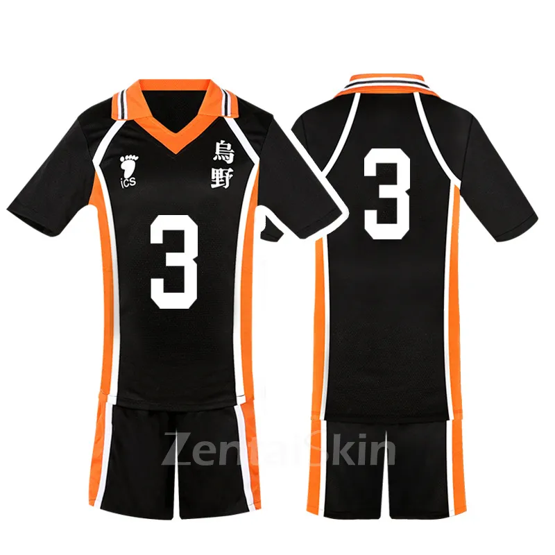 Zentai Second Skin Uno High School Volleyball Division Volleyball Junior Short Sleeves Tops Shorts Set Cartoon Anime Cos Ball Costume
