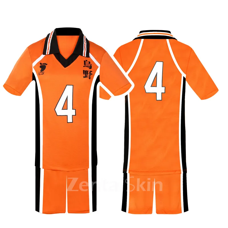 Zentai Second Skin Uno High School Volleyball Division Volleyball Junior Short Sleeves Tops Shorts Set Cartoon Anime Cos Ball Costume