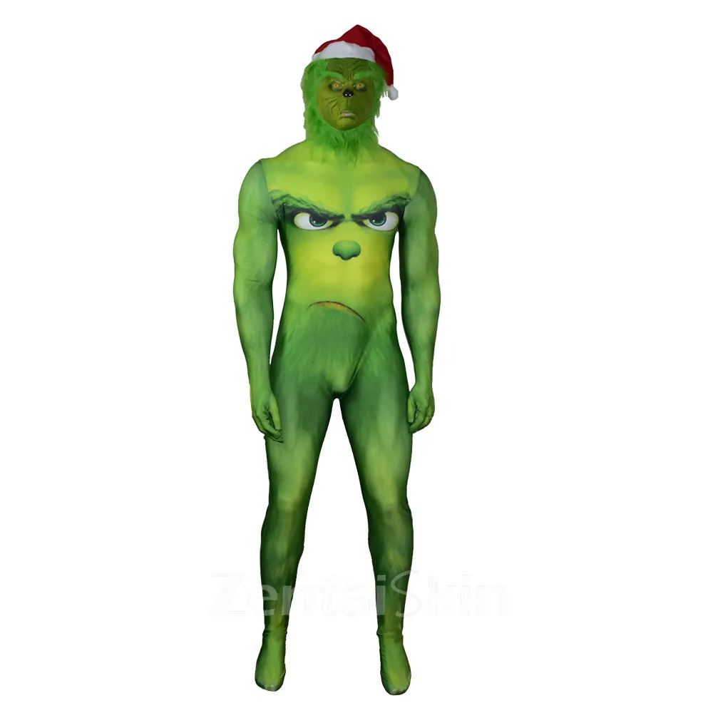 Second Skin Cosplay Zentai Costume Christmas Monster Animation Cosplay Zentai Christmas Ball Party Funny