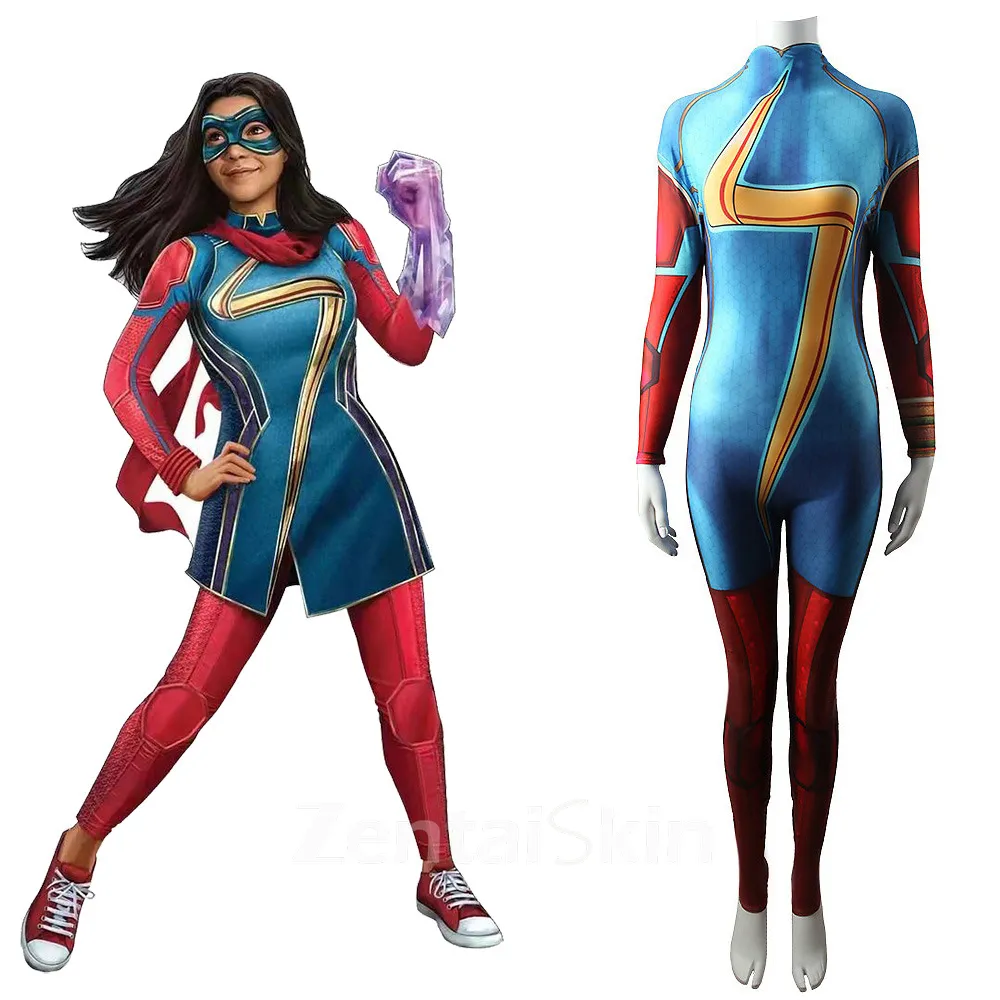 Second Skin Ms. Marvel Cos Captain Marvel Costume Cosplay Zentai Iman Vellani