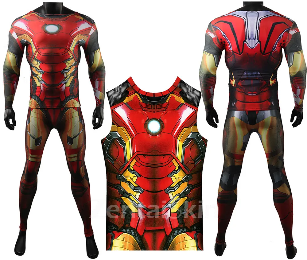 Second Skin Iron Man Long-sleeved Iron Man Sports Muscles Costume Sports Suit Halloween Cosplay Zentai Costume