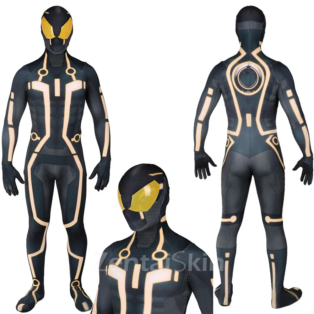 Second Skin Genesis Cos Tron Yellow Zentai Bodysuit Stage Costumes Halloween Show Costumes