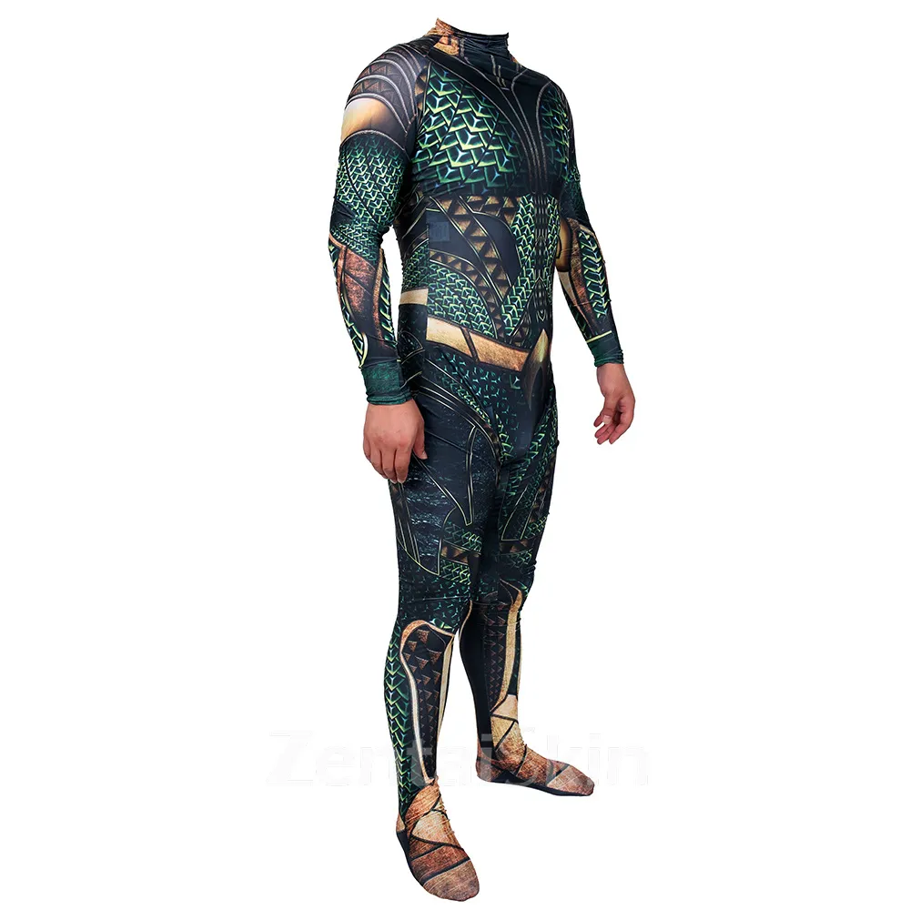 Second Skin Aquamandc Aquaman Bodysuit Cosplay Zentai Costume Halloween Cosplay Zentai Costumes